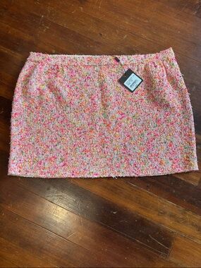 St. John Novelty Tweed Multicolor Mini Skirt Size 18 NWT